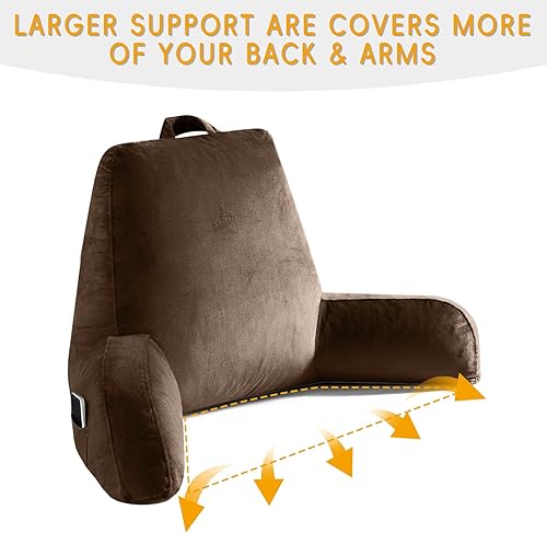 Miniatura 6 de Almohada de lectura para sentarse en la cama para adultos, almohada de lectura con espuma viscoelástica triturada, almohada de espalda para sentarse