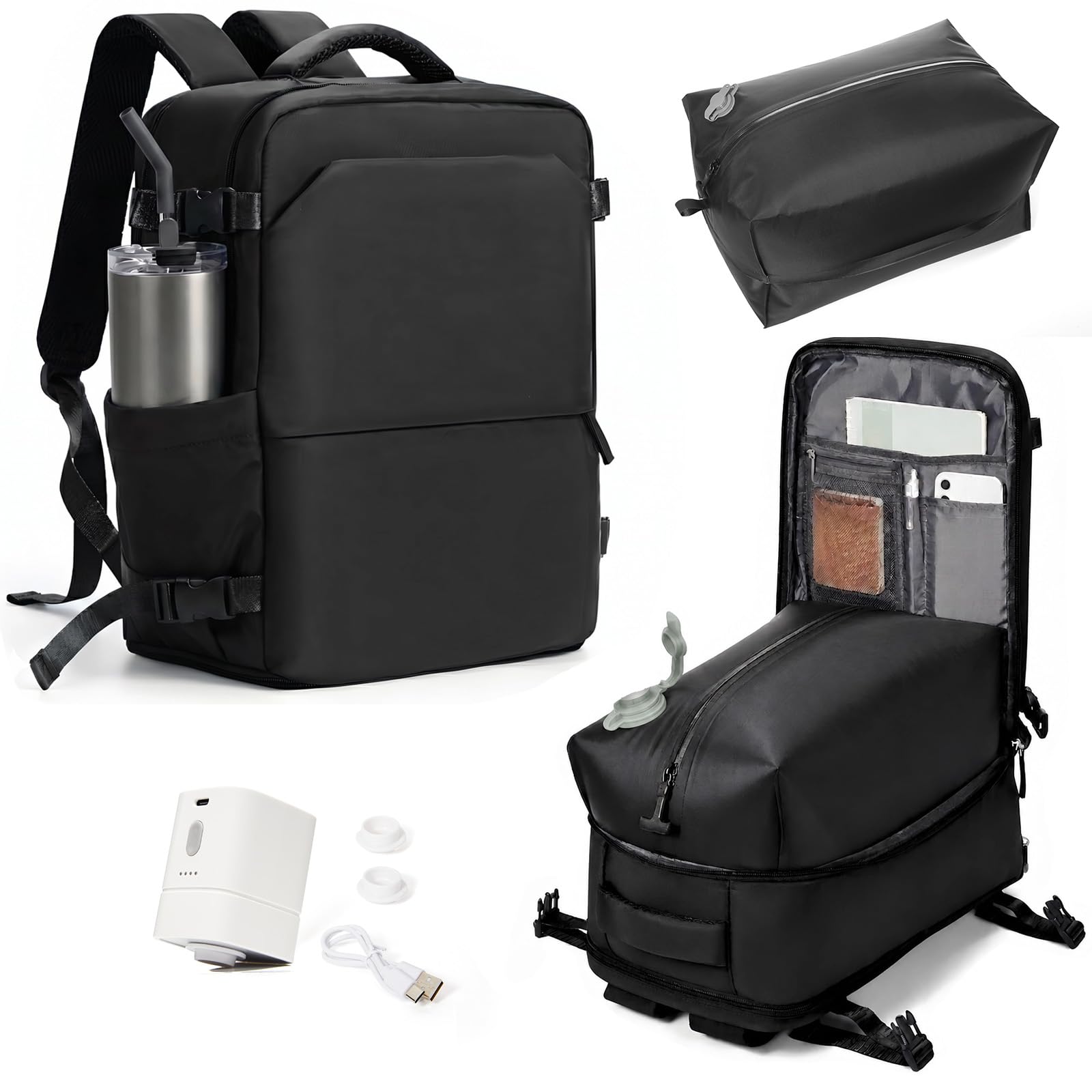 Mochila de Vacío con Bomba Eléctrica, Mochila Viaje Cabina Avion 40x30x20 Ryanair con Bolsas Vacio,Mochilas Portatil Cabina Avion Impermeable Travel Backpack