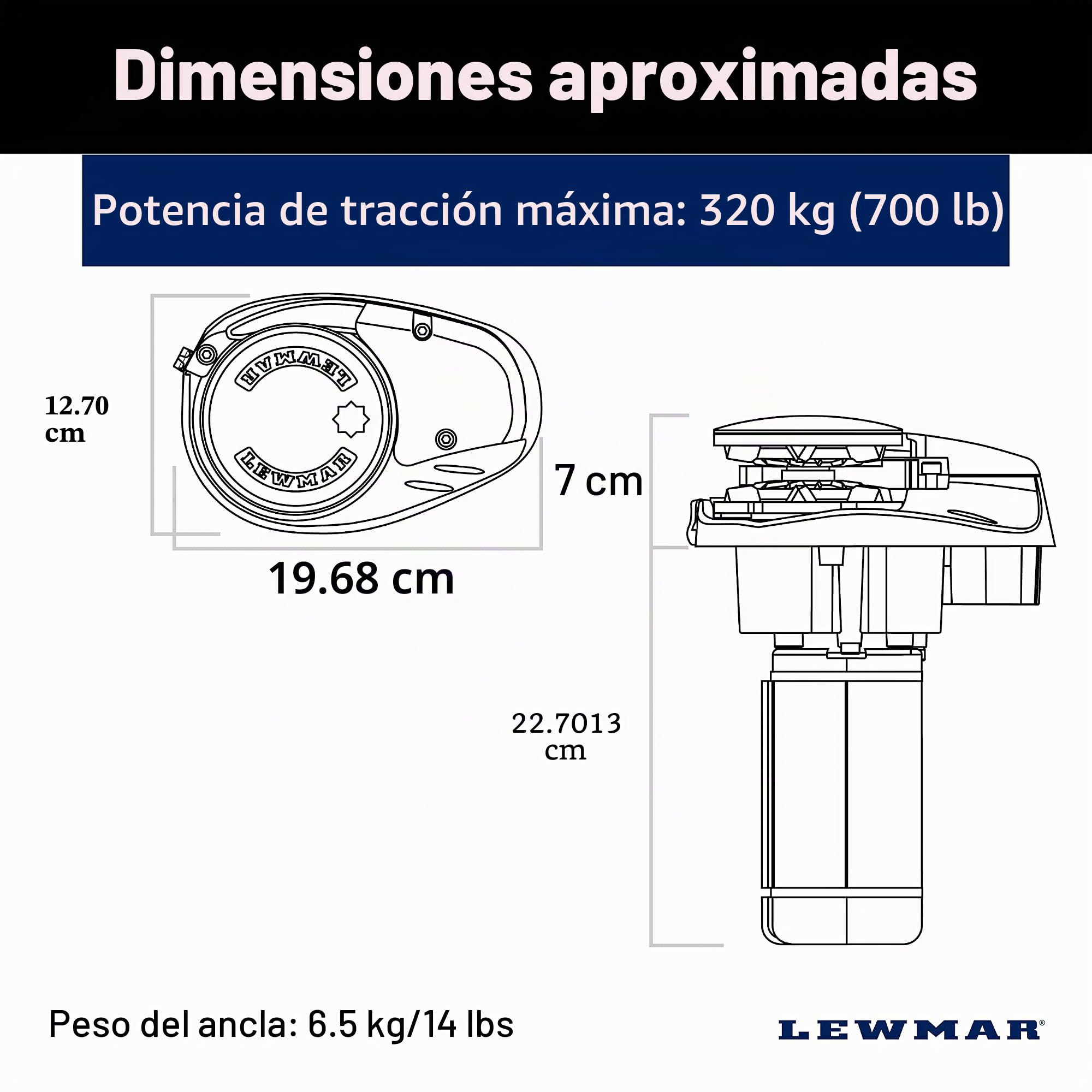 Lewmar® V700 12V 1/4 Pulgadas con Interruptor, Interruptor basculante y Caja de Control