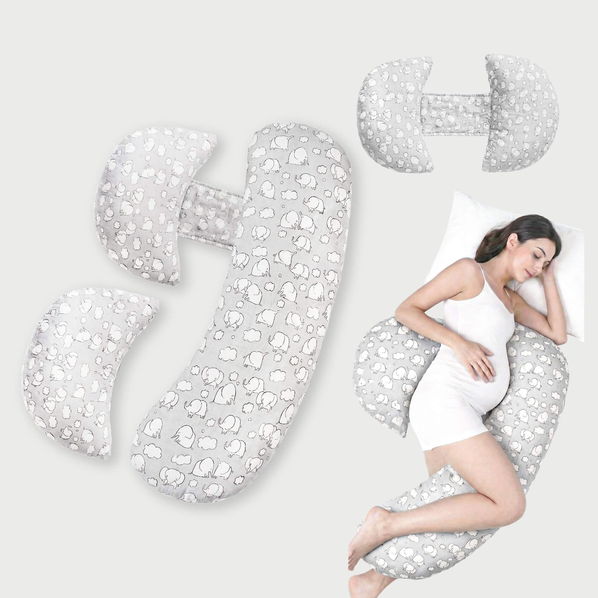 HOOPA 4 Pregnancy Pillow (Grey) | for Women & ailing - Full Body Maternity Pillow for Back & Hip Support, Removable Soft Cover | for Side Sleeping Comfort | 4 Pillows Combo-image-16