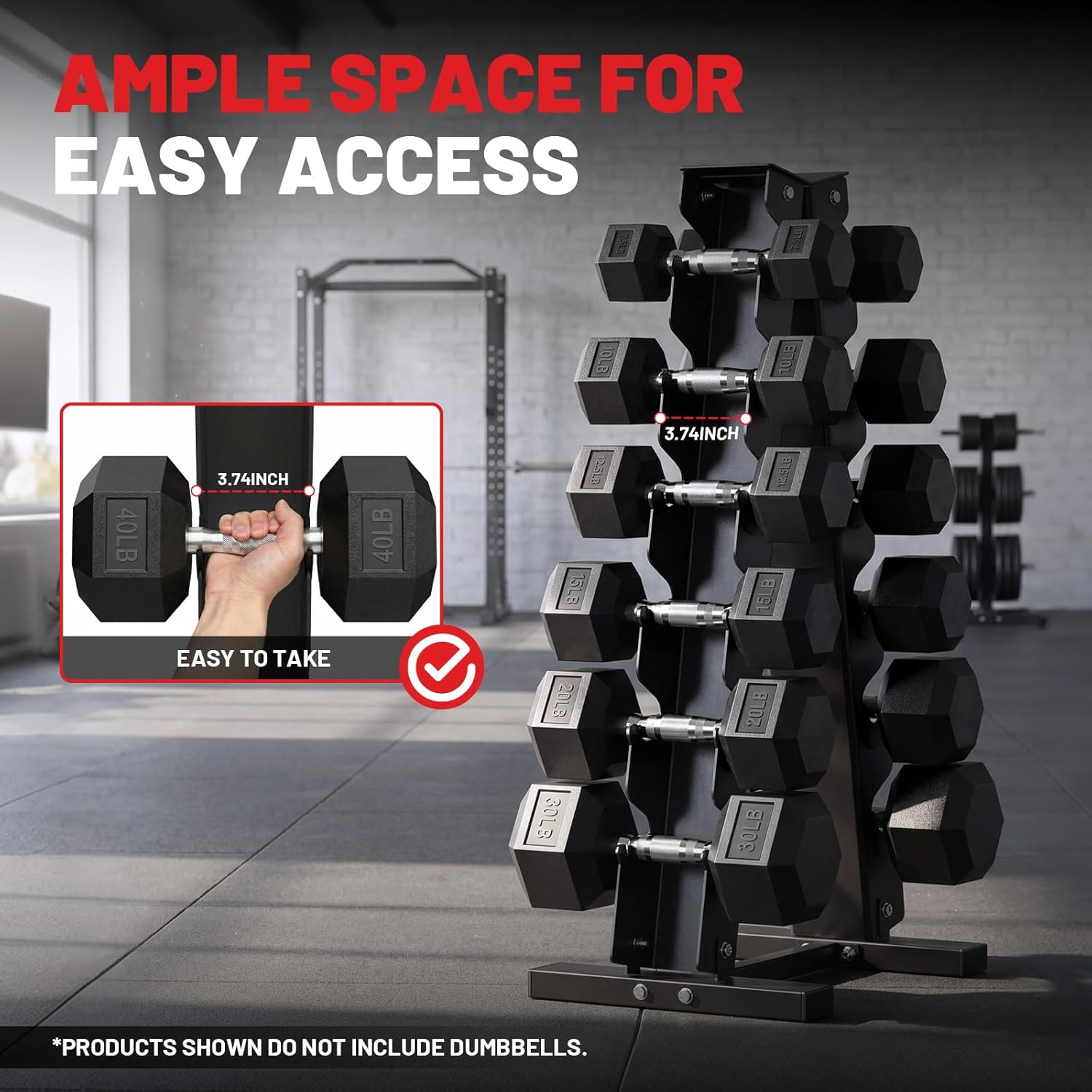Papababe Dumbbell Stand, A-Frame Weight Storage Rack for Dumbbells, Barbell Holder, Heavy Duty Dumbbells Storage with T Bar Row Attachment for Home Gym (Dumbbell Rack Stand Only)
