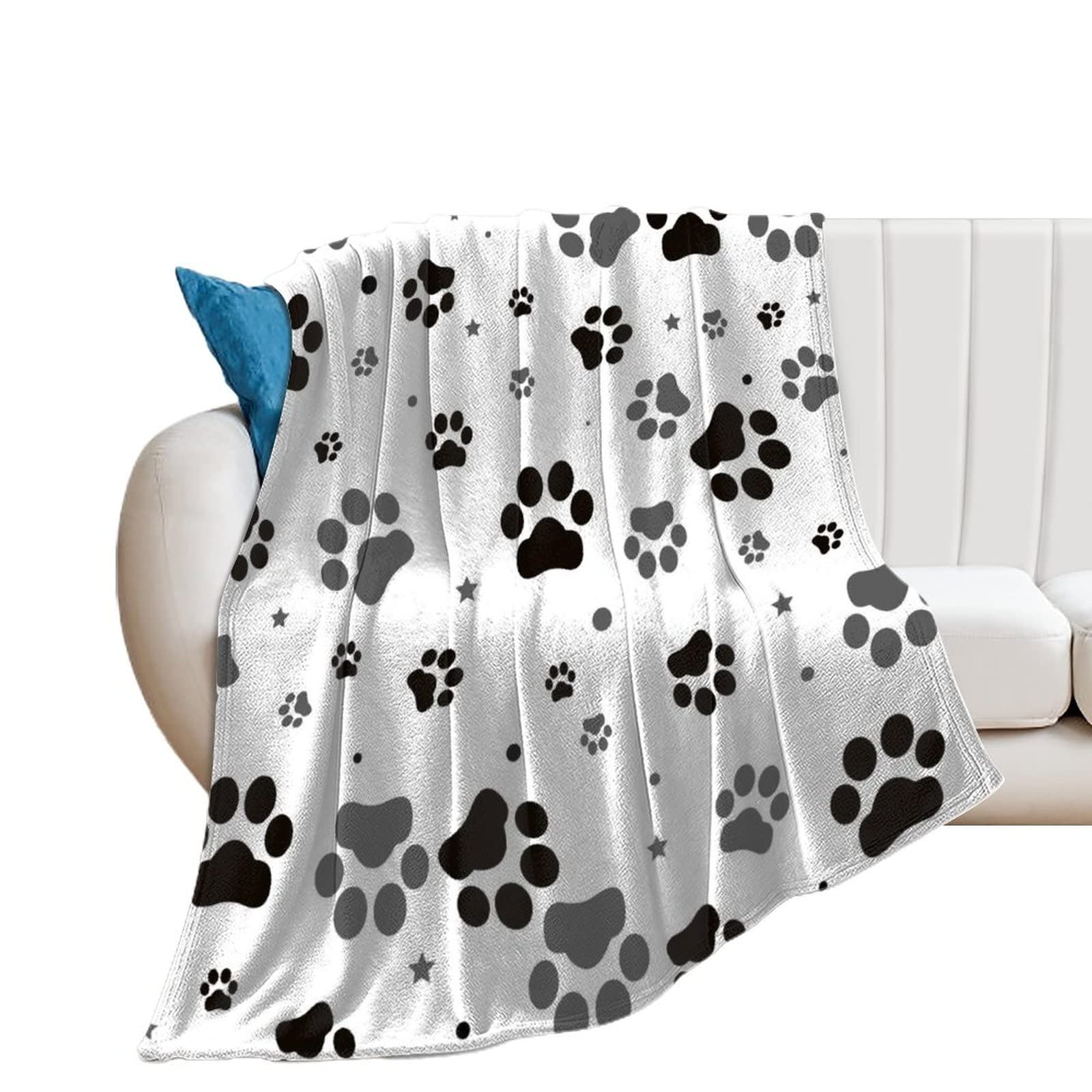 Plaid patte de chien pour un canapé chaleureux en flanelle douce