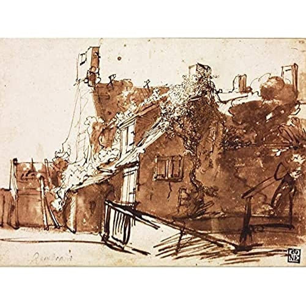 Rembrandt Dutch Farmhouse In Sunlight Art Print Canvas Premium Wall Decor Poster Mural