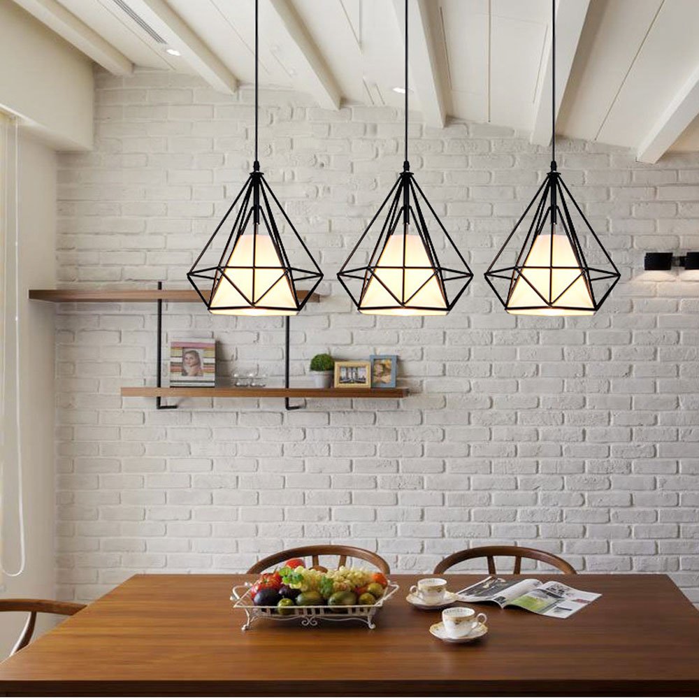 IDEGU 2-flammige Pendelleuchte Retro Käfig-Design – Schwarz, 25 Cm, Für Wohnzimmer, Küche, Bar