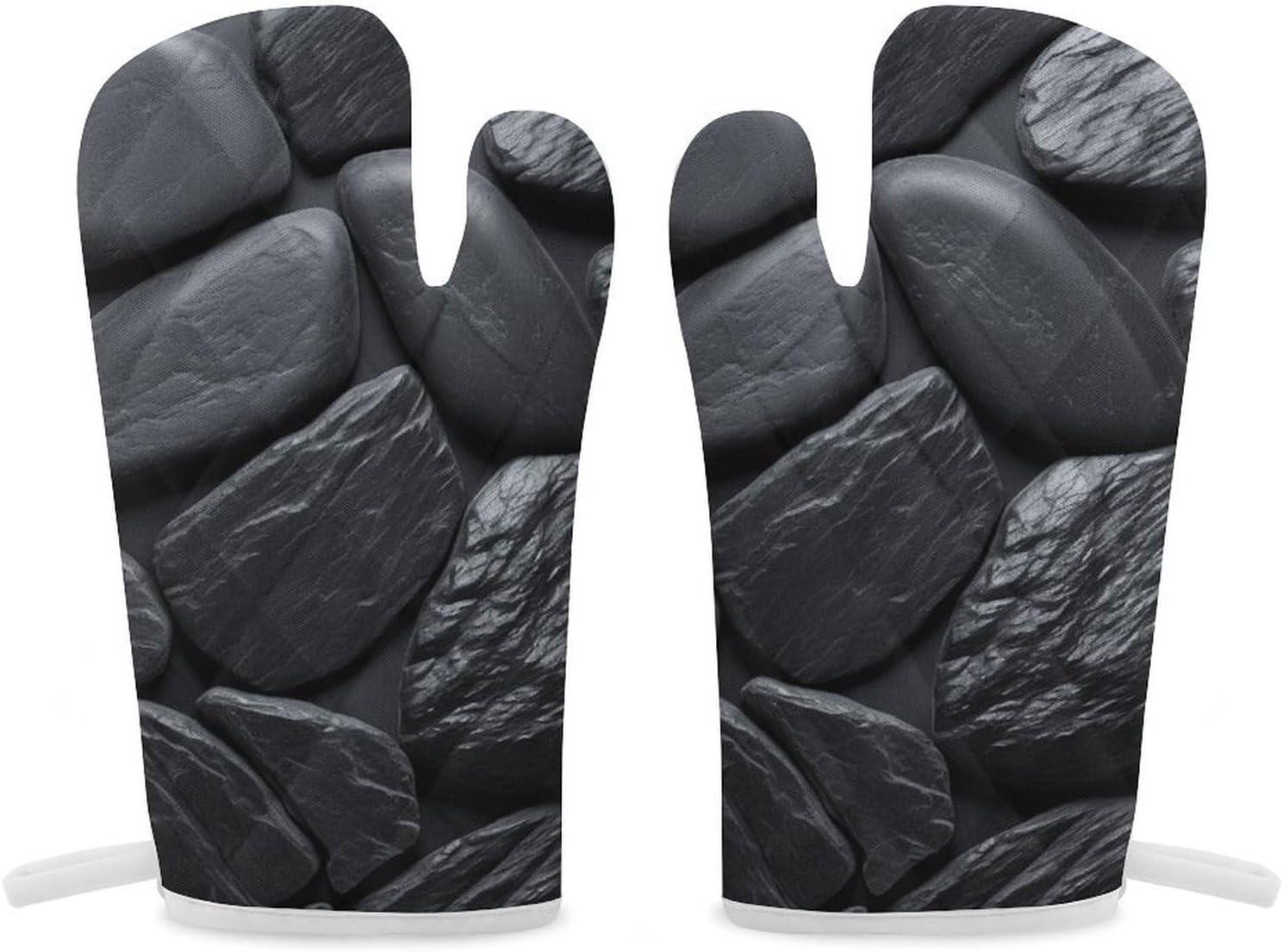 2 Pcs Oven Mitts Heat Resistant Kitchen Gloves Soft Safety Black Stone Oven Glove for Microwave, Barbecue