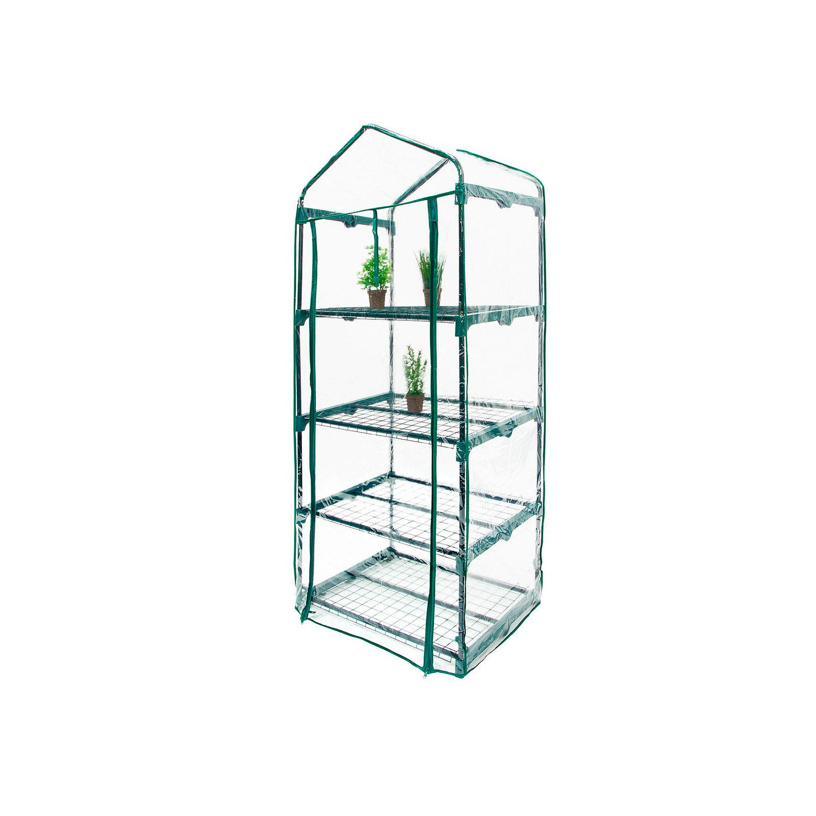 Serra PVC/Acciaio Gardiun Leaf II 4 Ripiani 69x49x160 cm Verde con Porta con Cerniera