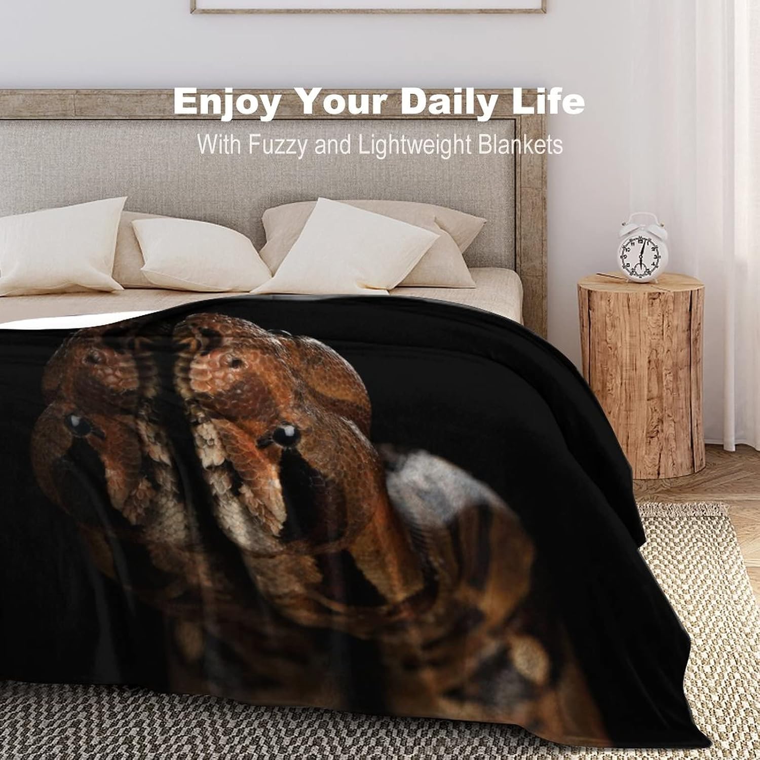 Snake Boa Constrictor Large Plush Blankets Soft Cozy Flannel Throw Durable Warm Blanket 50"x60"
