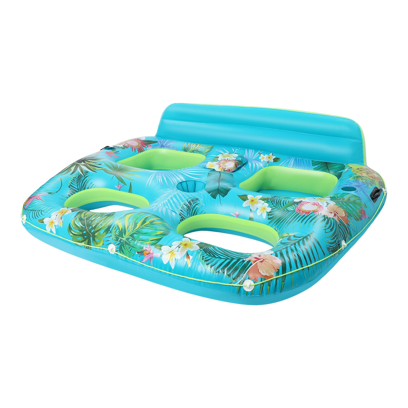 Materassino gonfiabile da 205 x 168 cm, fino a 272 kg, piscina gonfiabile con 2 portabicchieri e frigorifero integrato (mantiene 6+ bottiglie), doppia piscina abbronzante con schienale, fondo in rete