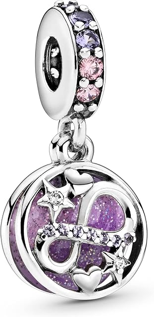 Pandora Moments Women's Sterling Silver Glittering Infinity Hearts & Stars Dangle Charm for Bracelet
