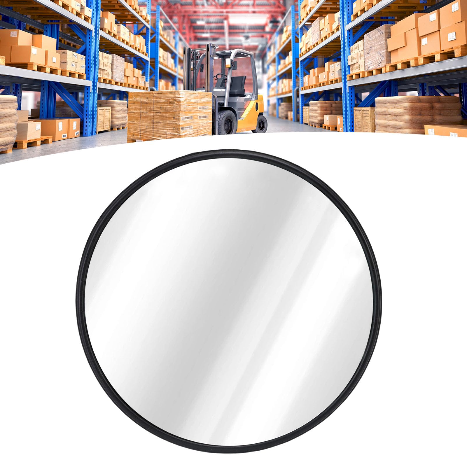 SIXRUN Miroir de Circulation Convexe PC ABS Rond pour Angle Mort, Support Mural Grand Angle de 160 Degrés pour Garage, Magasin, Entrepôt, Parking, Surveillance d'Angle Intérieur (60 cm)