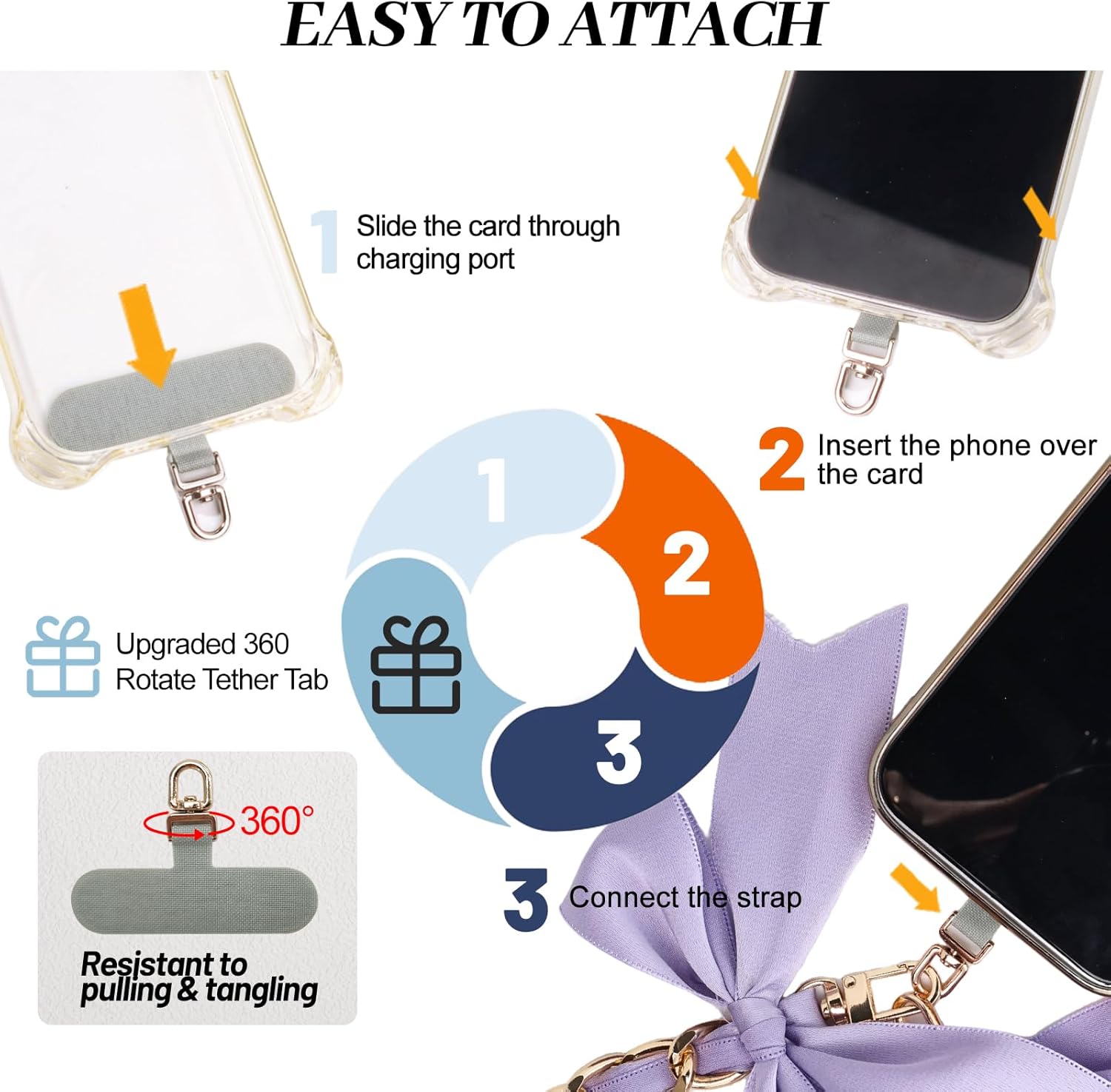 Ribbon Bow Phone Wrist Strap for Women Anti-theft Golden Metal Phone Chain