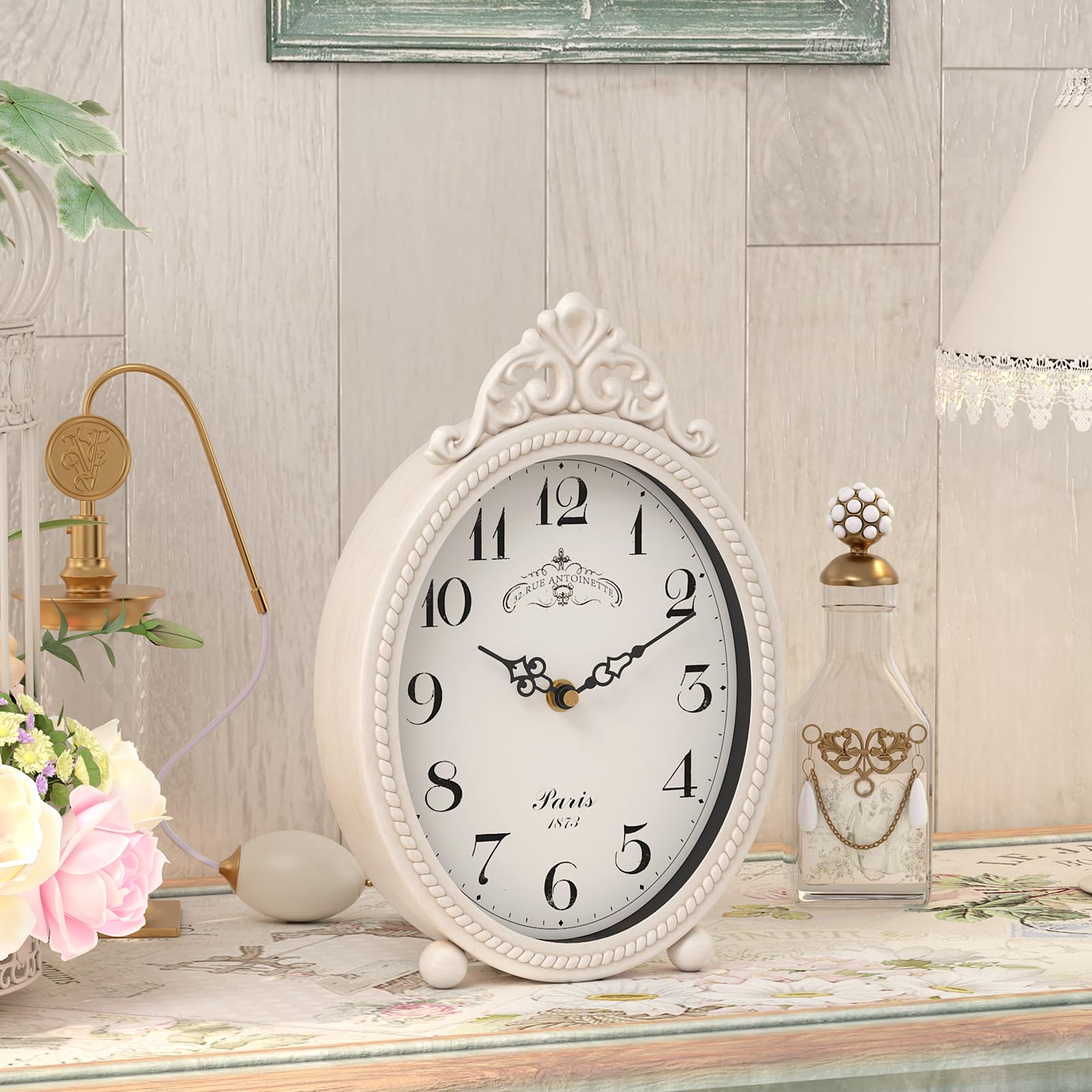 Vintage French Table Clock - Antique White -3 Vintage French Table Clock - Antique White -3