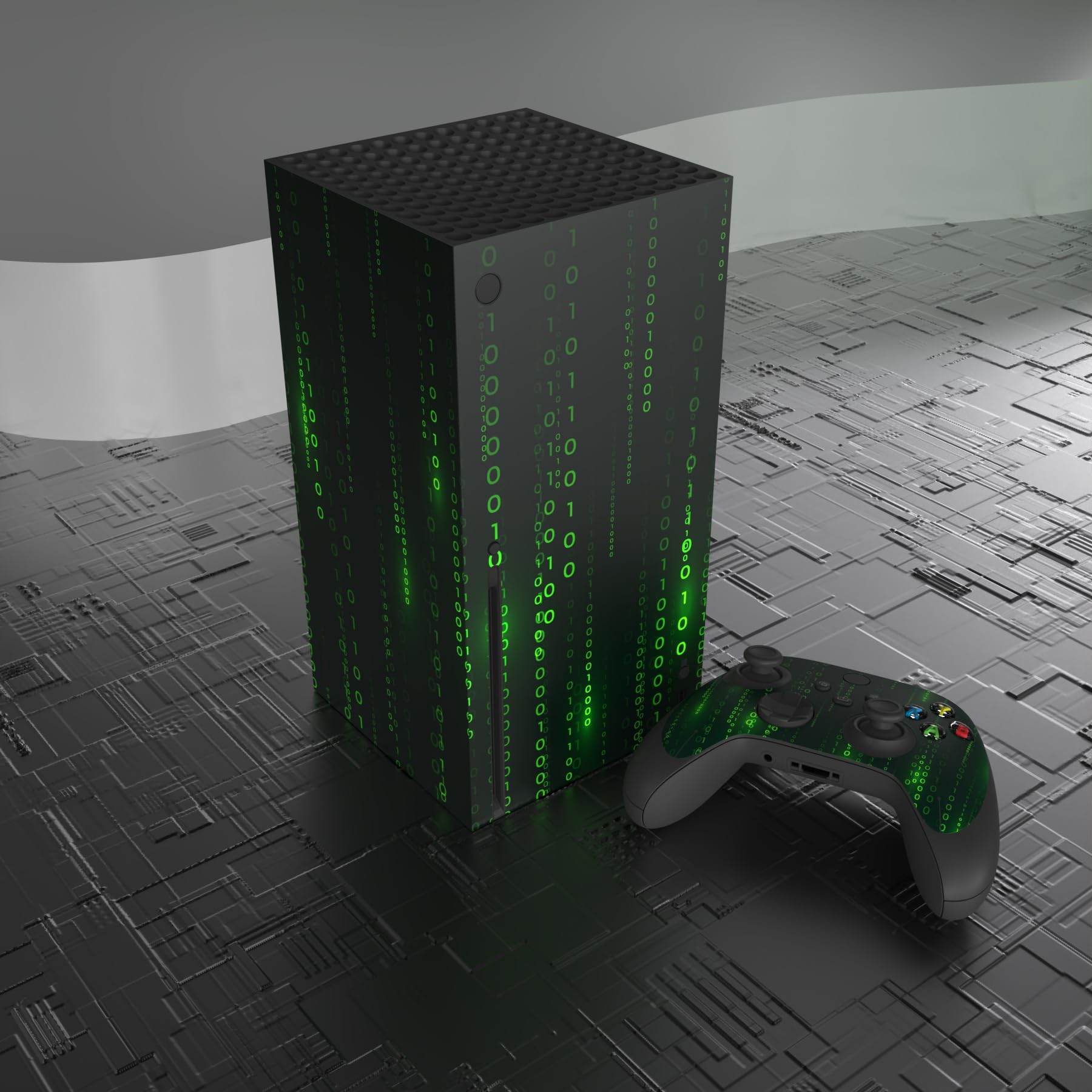PlayVital Messy Code Custom Vinyl Skins for Xbox Series X, Wrap Decal Cover Stickers for Xbox Series X Console Controller - 4