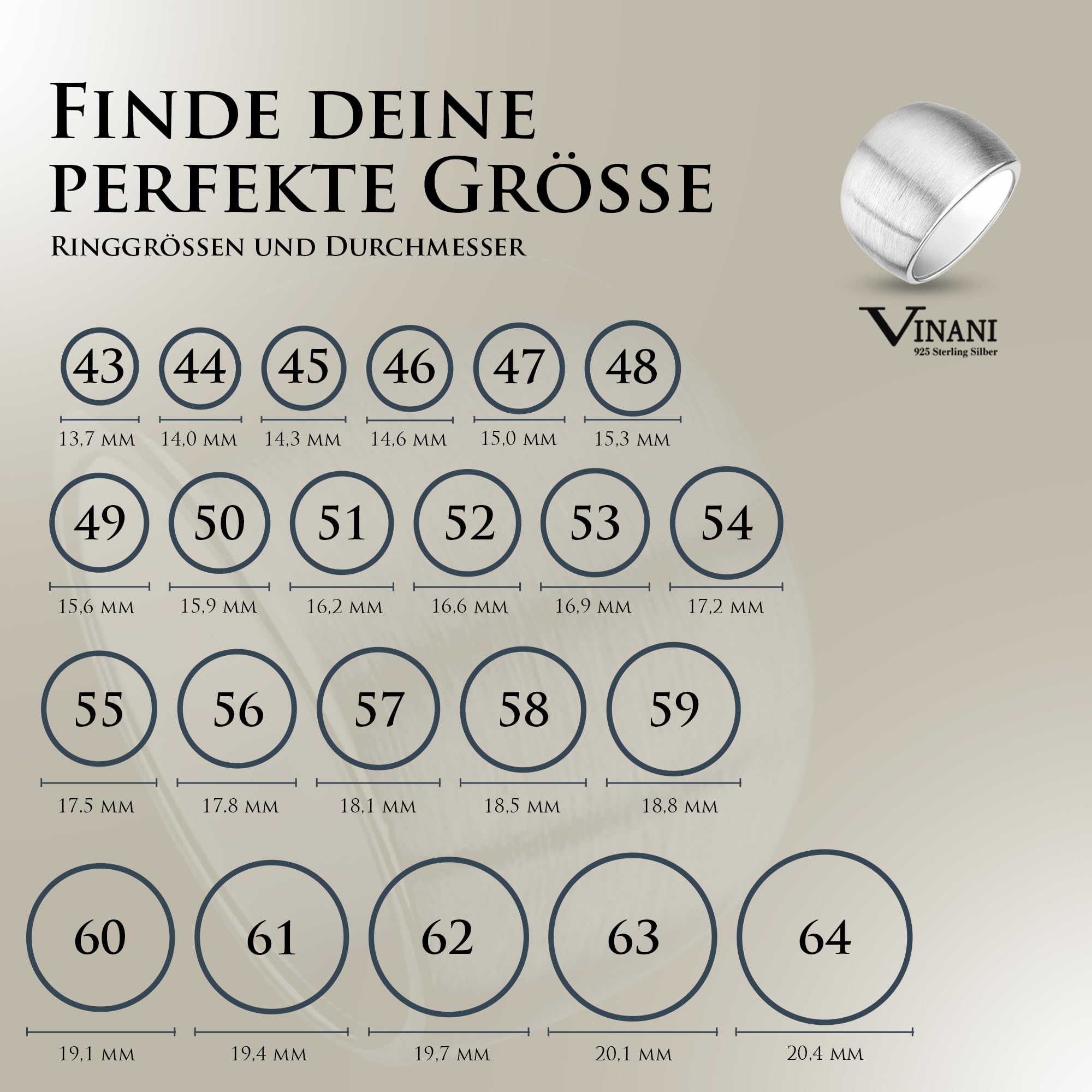 Vinani Damen-Designring, 925 Sterling Silber – abgerundeter, bauchiger, massiver Ring mit matter Oberfläche, handgefertigter zeitloser Schmuck für Frauen, elegantes und vielseitiges Accessoire
