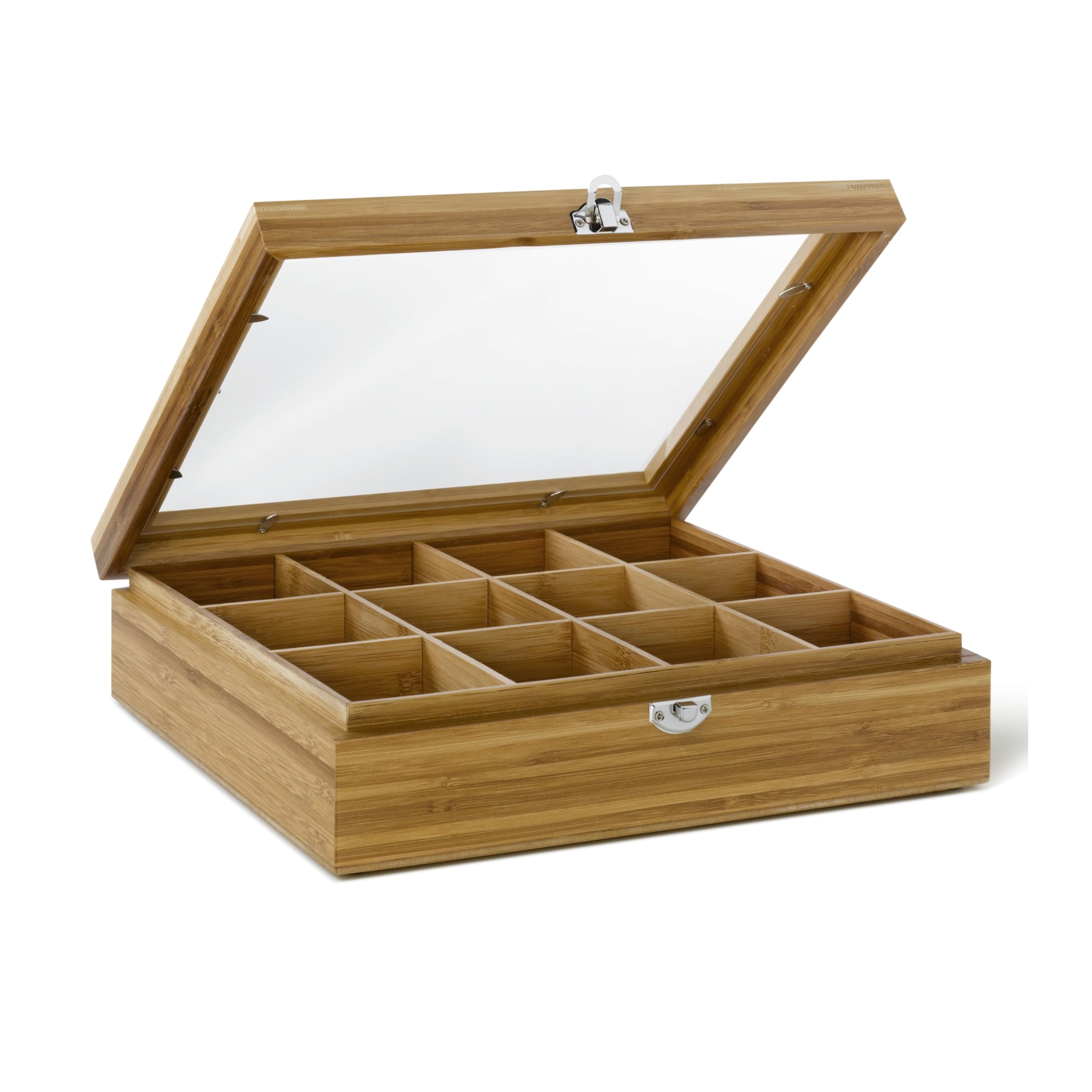 Bredemeijer - Tea box 12 compartments with window - Bamboo - Black
