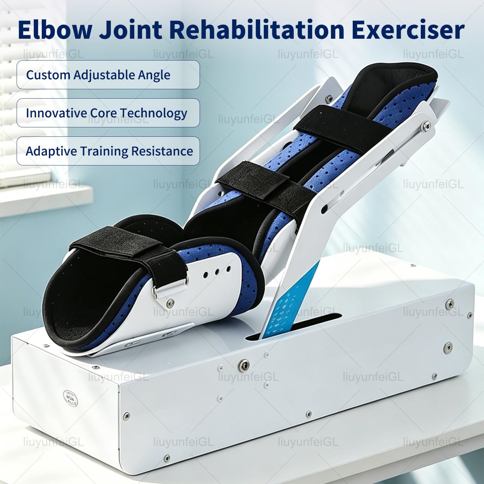 Ejercitador de Brazo con Soporte para el Codo, Modos Manual y automático, riel Deslizante para el antebrazo, indicador de ángulo para la recuperación de la rigidez del Codo.