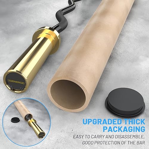 Miniatura 7 de E.T.ENERGIC Barra olímpica EZ Curl de 47 pulgadas, barra de acero de 500 libras de capacidad, adecuada para placas de barra de 2 pulgadas