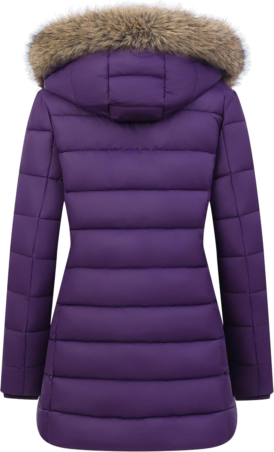 Women's Winter Thickened Down Jacket Warm Long Puffer Coat Waterproof Parka with Faux Fur Removable Hood - Image 4