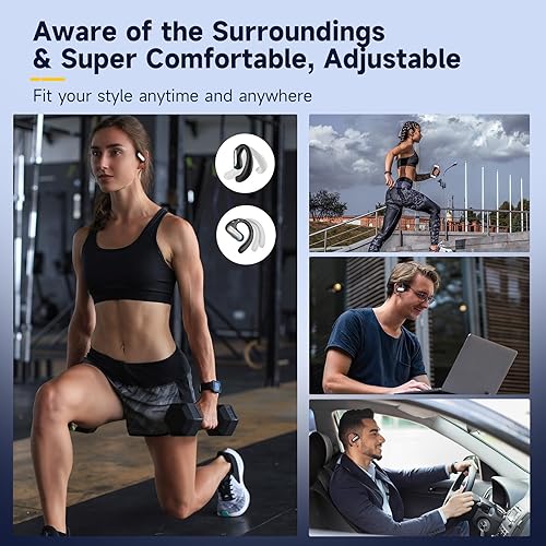 Miniatura 6 de OpenRock Auriculares Pro Open Ear Auriculares, Bluetooth 5.2, 46 horas de reproducción con estuche de carga, graves extra profundos, IPX5