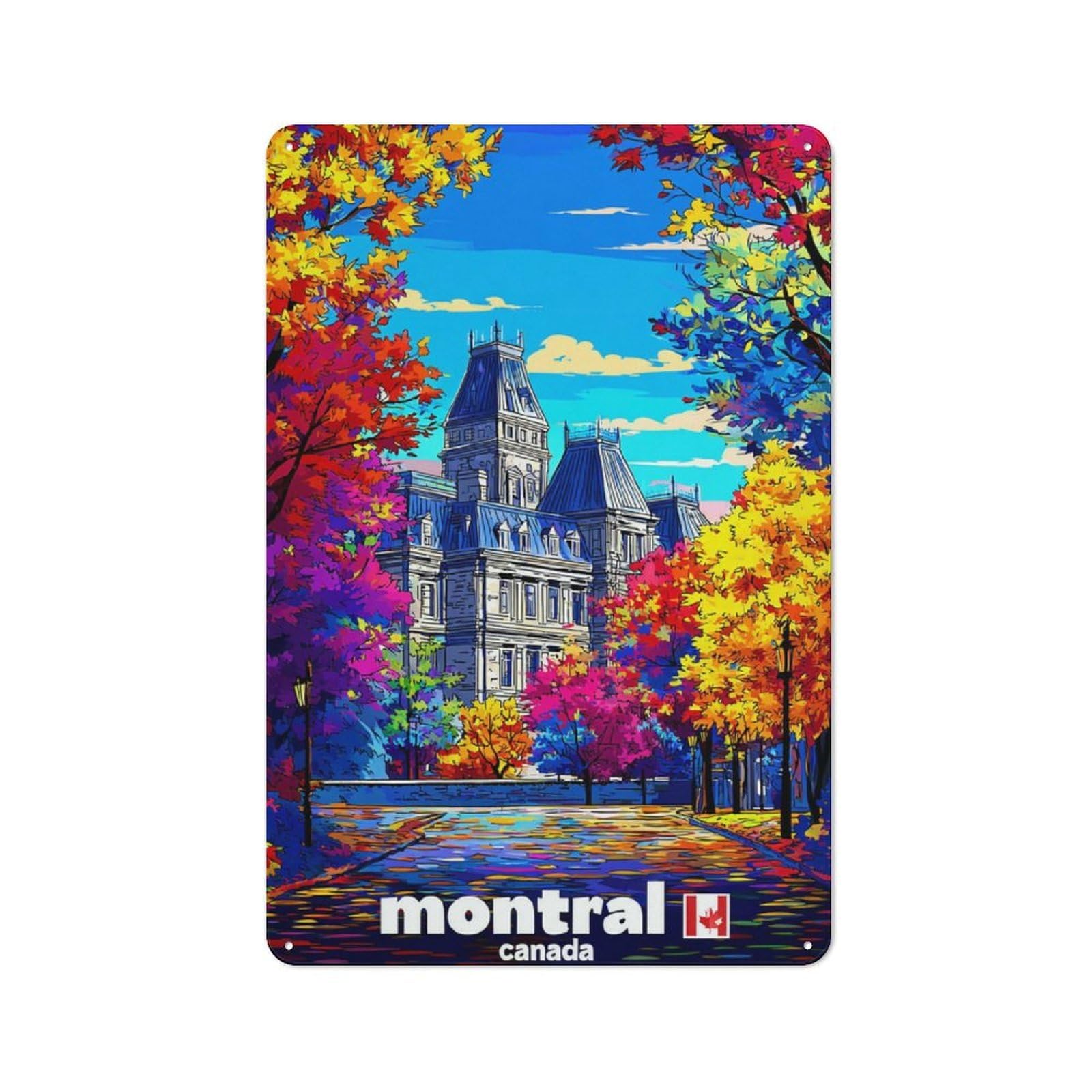 Junmoney Montreal's Autumn Splendor Vintage Retro Metal Sign 30X20cm Featuring Garage Wall Decor For Garage, Workshop, Shed Or Utility Room