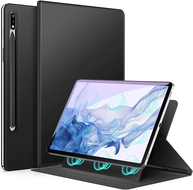 ZtotopCases Case for Samsung Galaxy Tab S8+ Plus 5G 2022/S7 FE 2021/S7 Plus 2020,Magnetic Back with Pen Holder, Auto Wake/Sleep for Samsung Tablet S8+ Plus/S7 FE/S7 Plus 12.4 Inch,Black