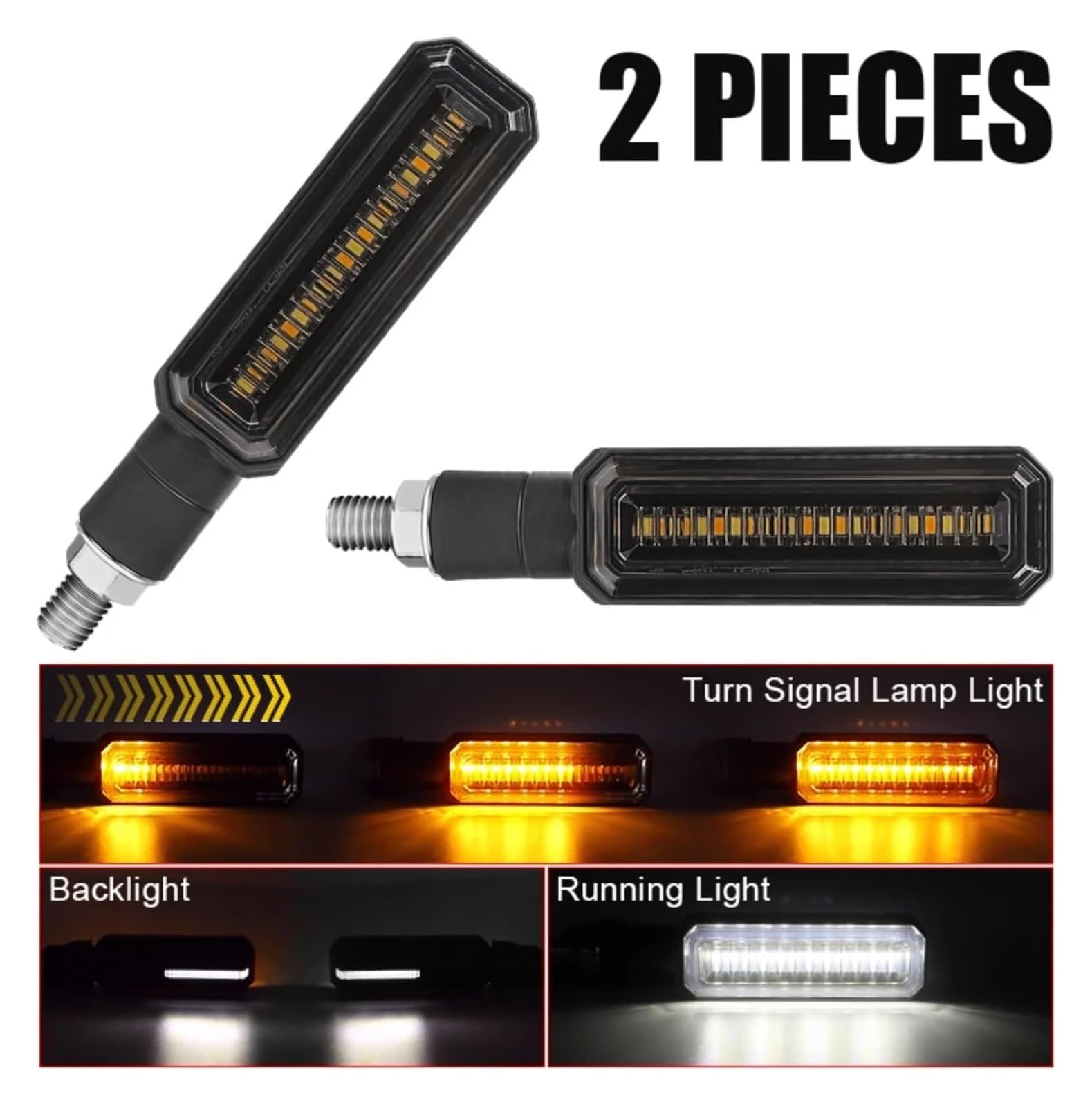 QWQNMC Indicatore Direzione Moto Indicatore di Direzione Lampeggiante per Motocicletta da 12 V. Luci Lampeggianti(2pcs Amber White)