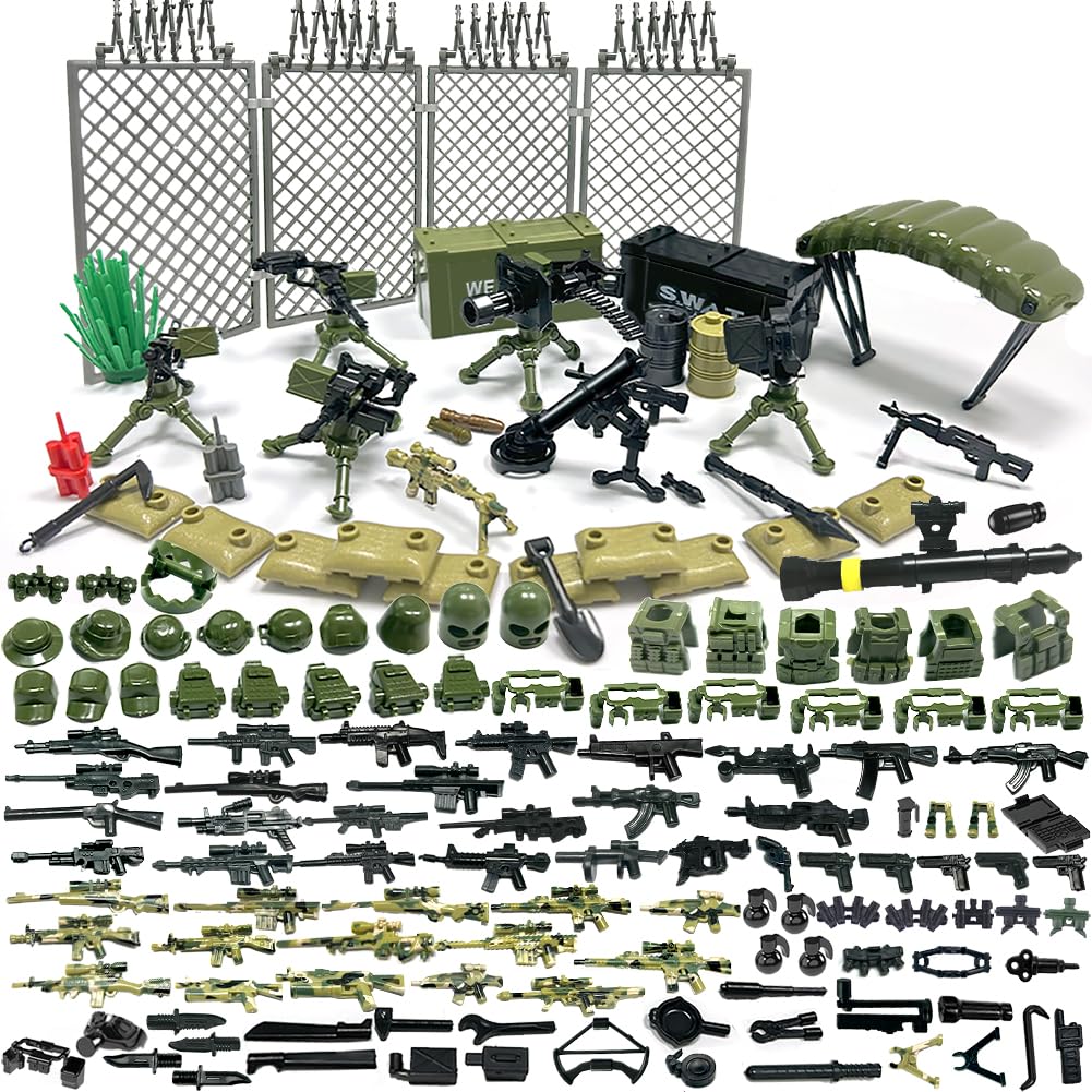 Felicify Military Weapons Set, 171pcs WW2 Weapons Set, Army Minifigures, Military Brickarms, Modern Military Toy Set
