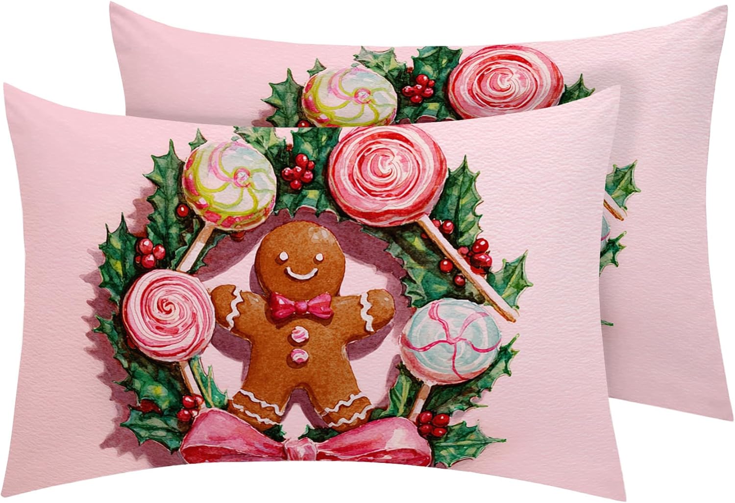 Snowflake Pillow Cases Standard Size Set of 2 - Soft Breathable Microfiber Pillowcases with Envelope Closure, Xmas Snowflakes Winter Holiday Patterned Pillow Covers, Christmas Decor