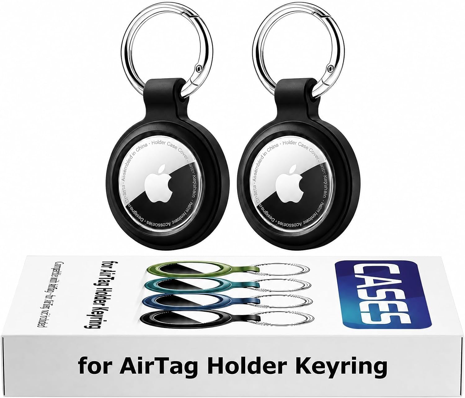 2-Pack Silicone Holder Case for Apple AirTag, Black