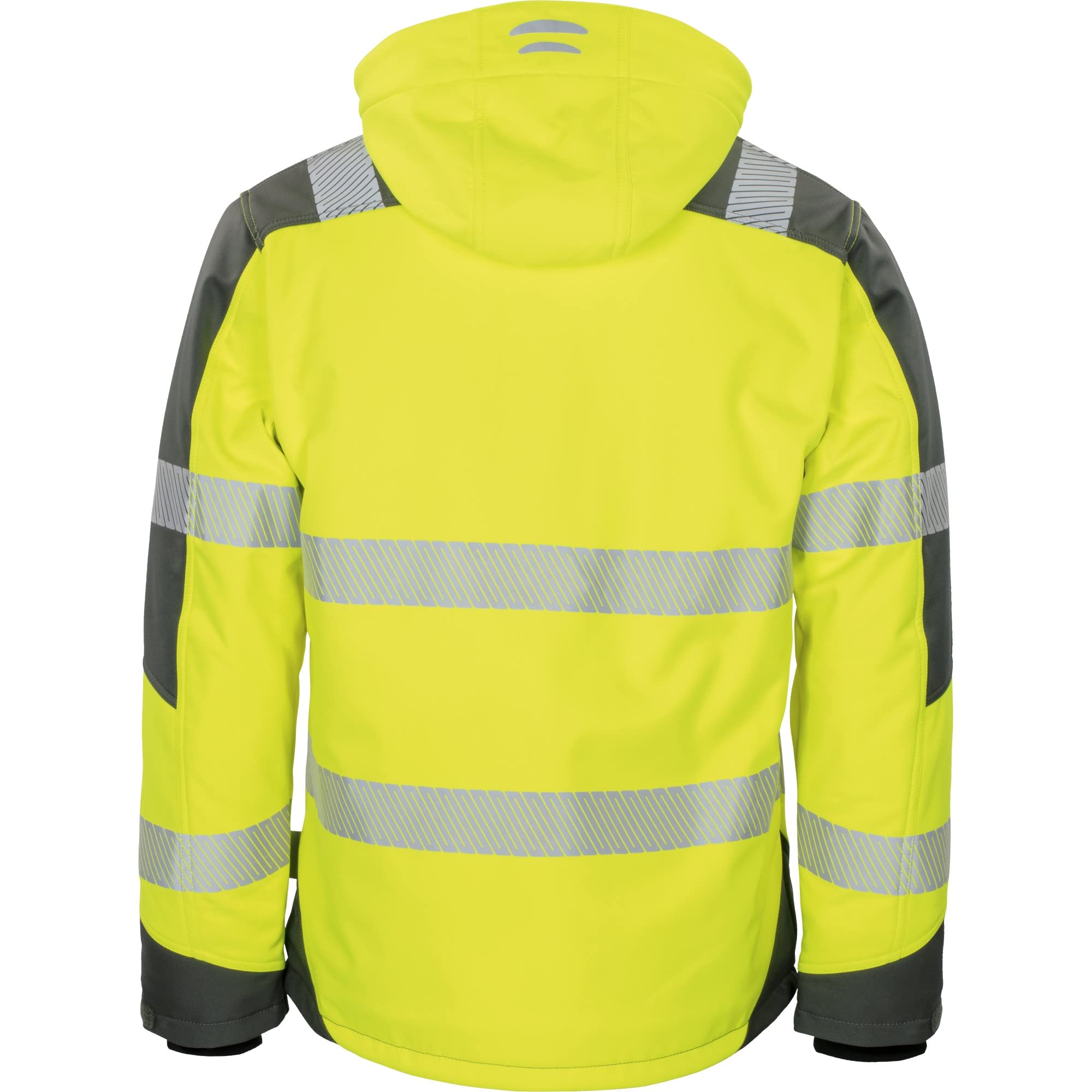 Vizwell Winter Softshelljacke Warnschutz Jacke Winterjacke leuchtgelb-grau (5XL)
