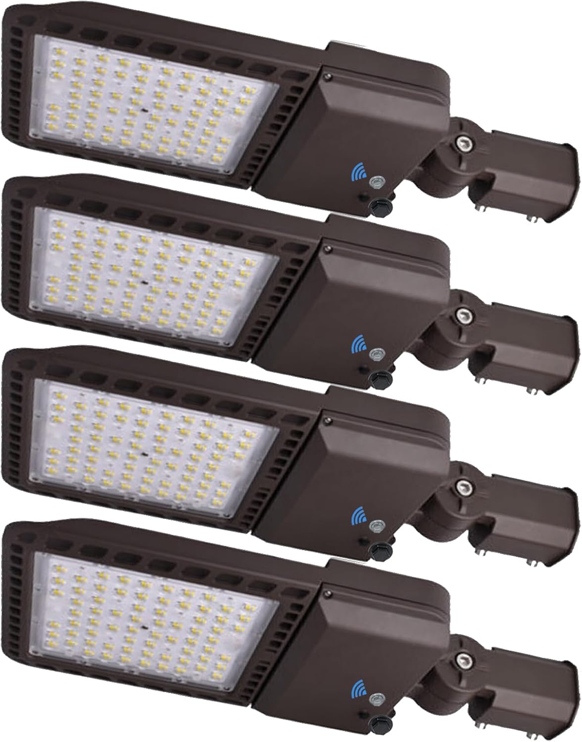LED Parking Lot Lights Outdoor, 300W 42000LM Dusk to Dawn LED Parking Lot with Slip Fitter, 5000K Commercial Shoebox Pole Light IP65 Outside Light for Yard Street, 7 Years Lifespan ETL Listed-4Pack