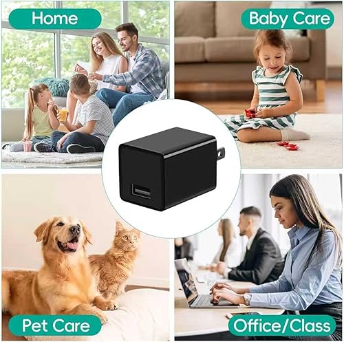 Miniatura 3 de Cámara de detección de movimiento, 1080P HD Mini cargador WiFi, cámara de seguridad interior de ángulo ajustable con alertas de aplicación, visión