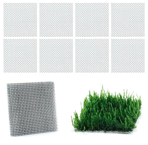 LINLAN Aquarium Moss Mesh 8x8cm Stainless Steel 9pcs
