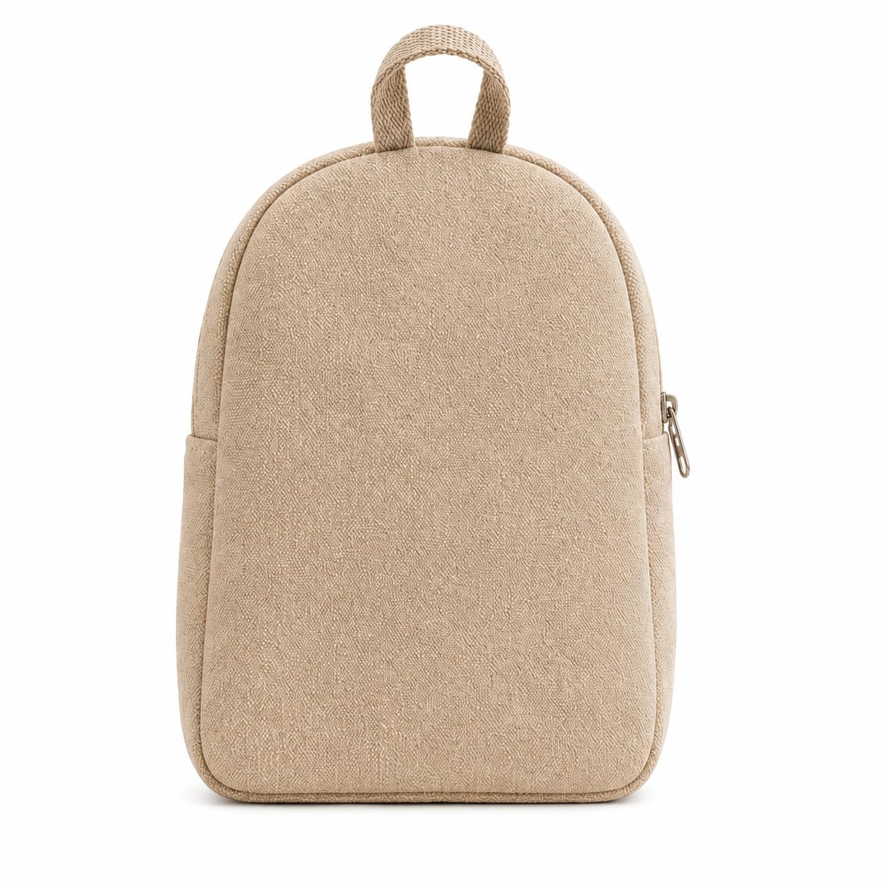 Women’s Beige Cotton Canvas Mini Backpack with Adjustable Straps-image-1