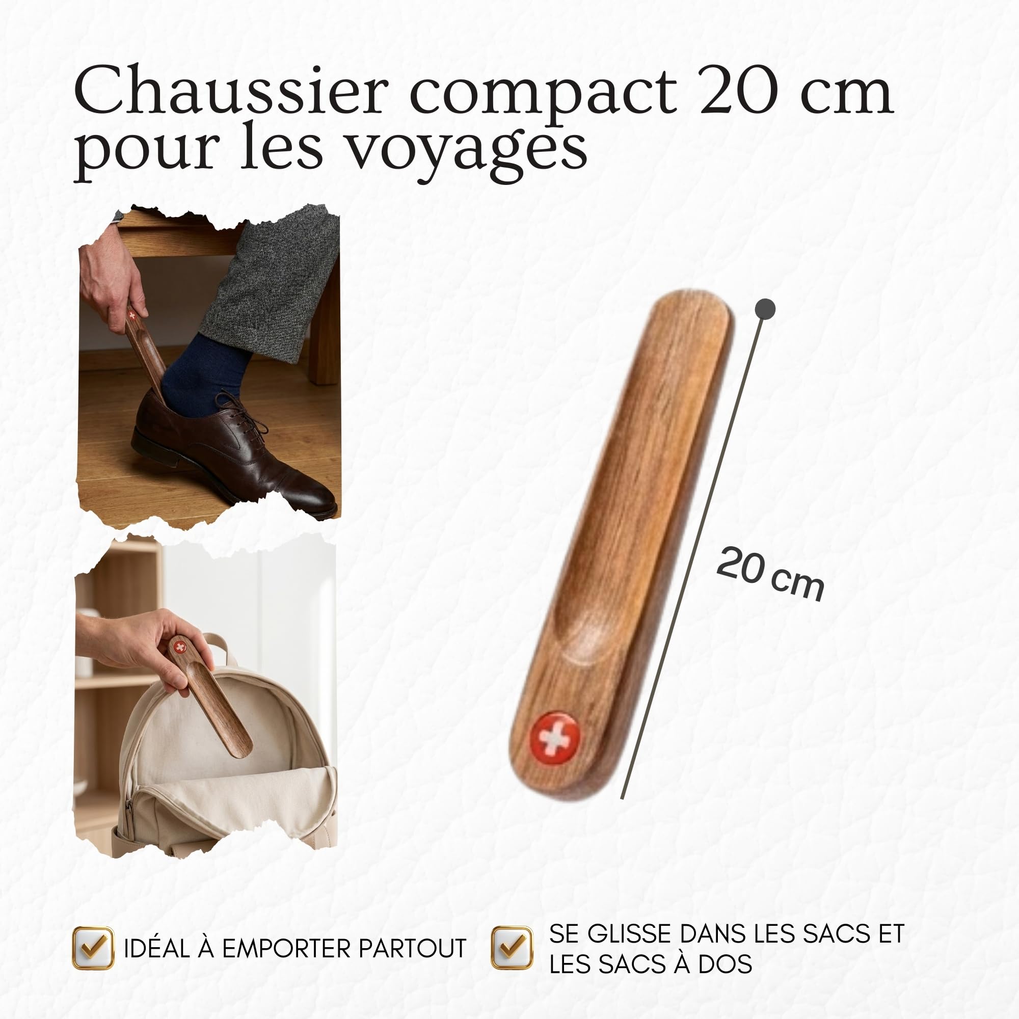 PAVLOVA'S Chausse Pied Fait Main En Noyer Suisse Massif | Lot De 3 Tailles De Manche | Édition Limitée | Facile À Utiliser Et Pratique Pour Hommes, Femmes, Enfants Et Seniors | Garantie 10 Ans
