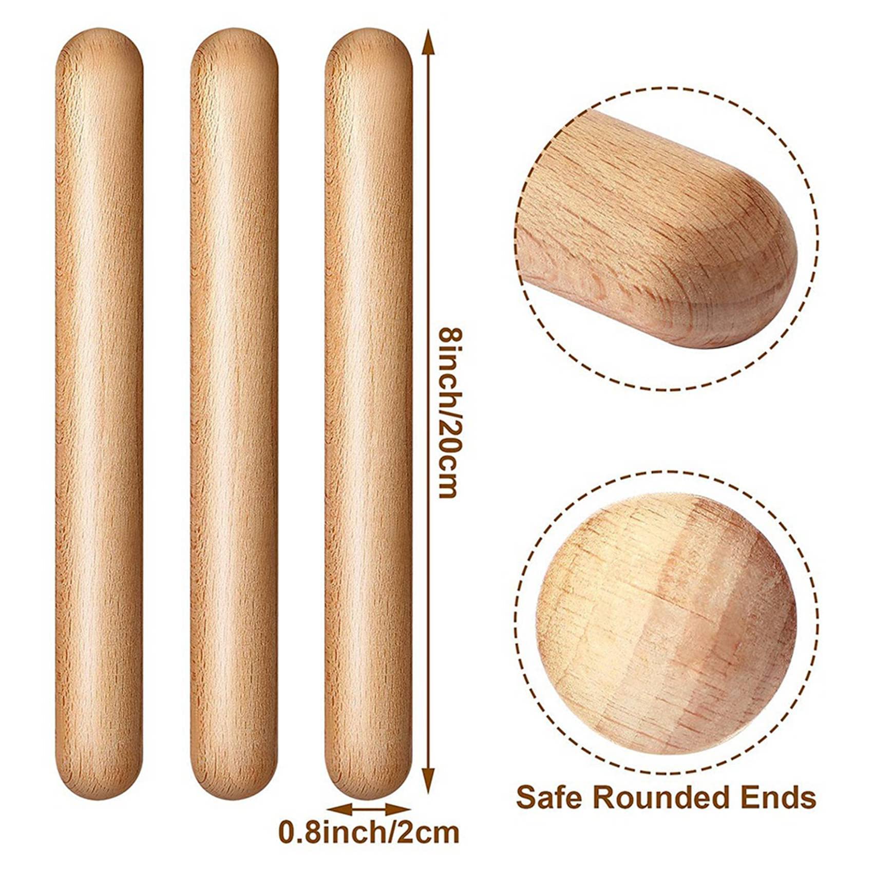 Rhythmus-Sticks für Kinder, Musikinstrument, Lummi-Sticks, klassische Holzklaven für Musikerziehung und Spielen