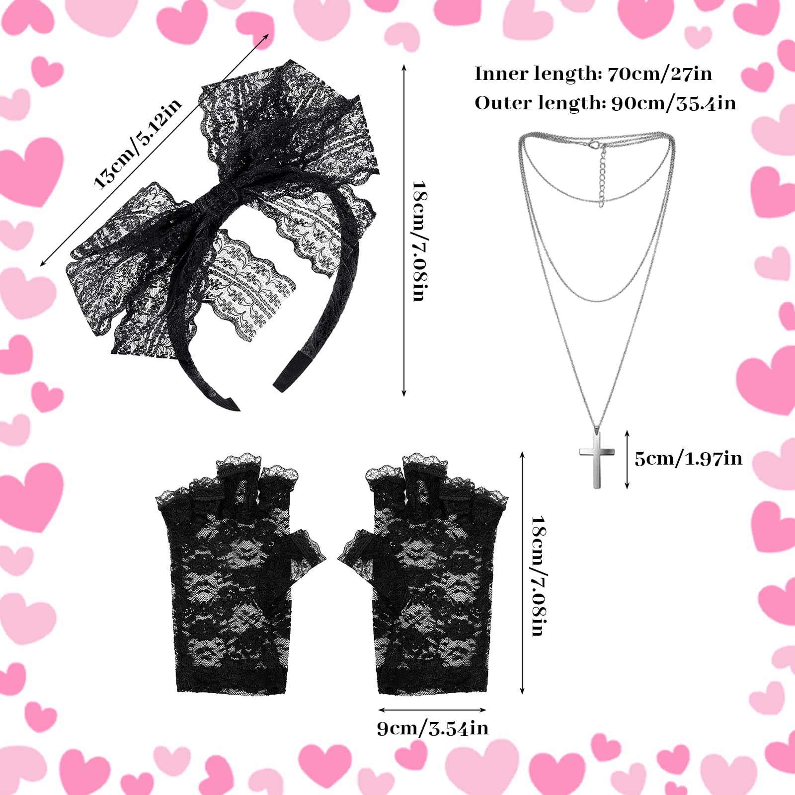 TUONYIS 3 Pieces 80s Fancy Dress for Women 80s Fancy Dress Accessories,1980s Fancy Party Costume Accessories Set - Image 2