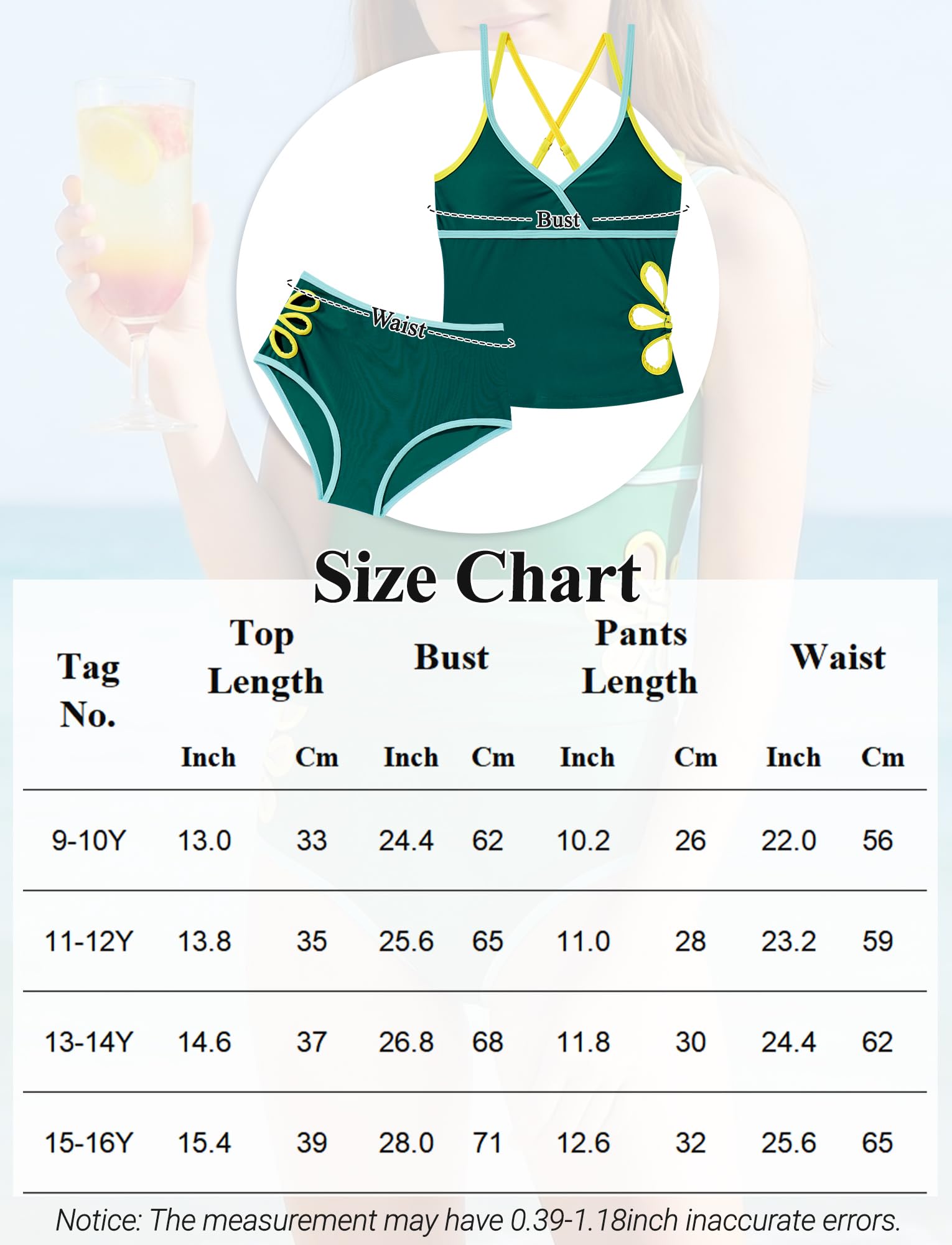 Happy Cherry Conjunto de Bañador Tankini para Niñas 2 Piezas Adolescentes Niños Bañador Acolchado de Moda Verano Transpirable Ropa de Playa con Recortes Florales 9-16 Años