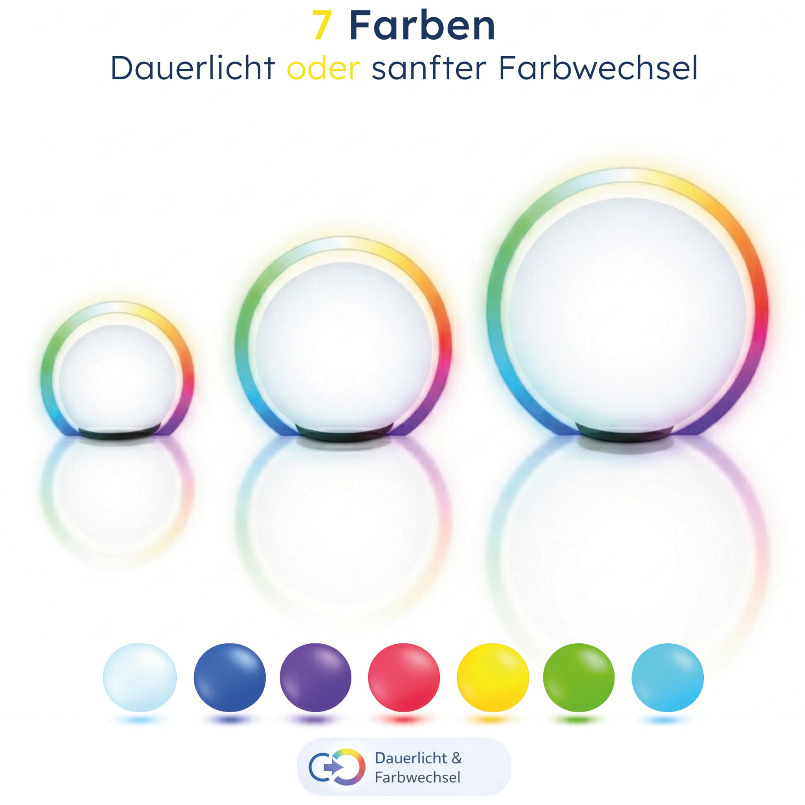 Esotec Gartenleuchtkugel Solarkugeln Basic, multicolor, 3er Set, 20+30+40cm, Farbwechsel, 20+30+40cm, Akku, Solarmodul, Außenbeleuchtung, Gartendeko Wegeleuchte 102614