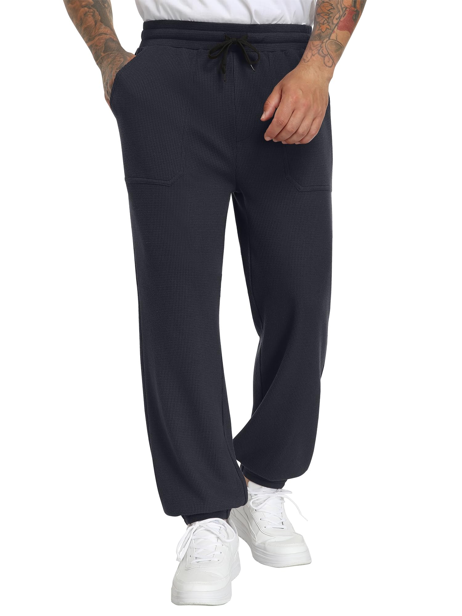 Mens Casual Drawstring Baggy Jogger Pants Tapered Elastic Waist Sweatpants with Pockets