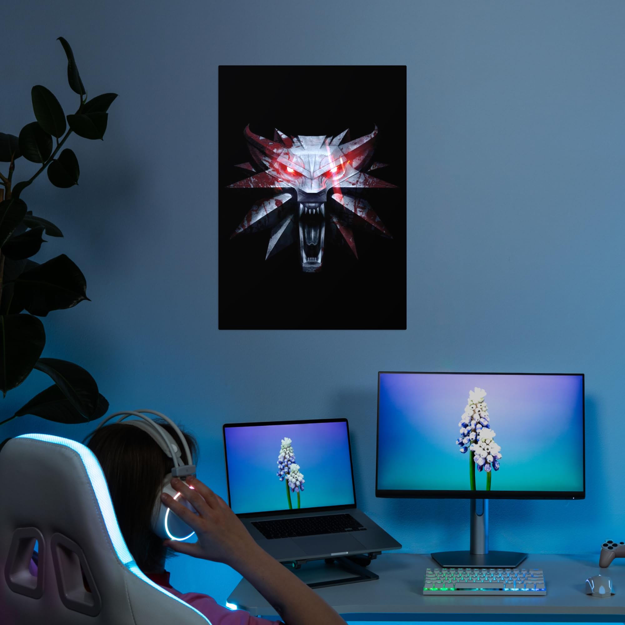 Displate Poster In Metallo - Decorazioni da Parete Decorazione Murale - Witcher 3 - Medallion - 32 x 45 cm Matt