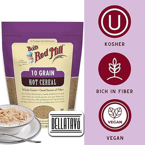 Miniatura 4 de Paquete de cereales calientes Incluye una bolsa de 25 onzas de cereales calientes Bobs Red Mill de 10 granos y un imán de nevera BELLATAVO El cereal