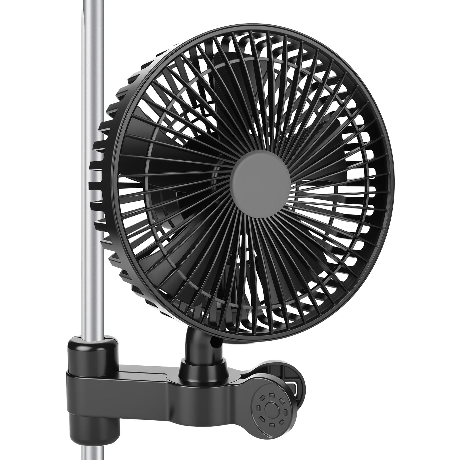 Grow Ventilator mit Clip, 4 Geschwindigkeitsstufen, IP-44 Schutzklasse, EC-Motor, Oszillierender Klemmventilator für Growbox/Zelt, 10W Leistung