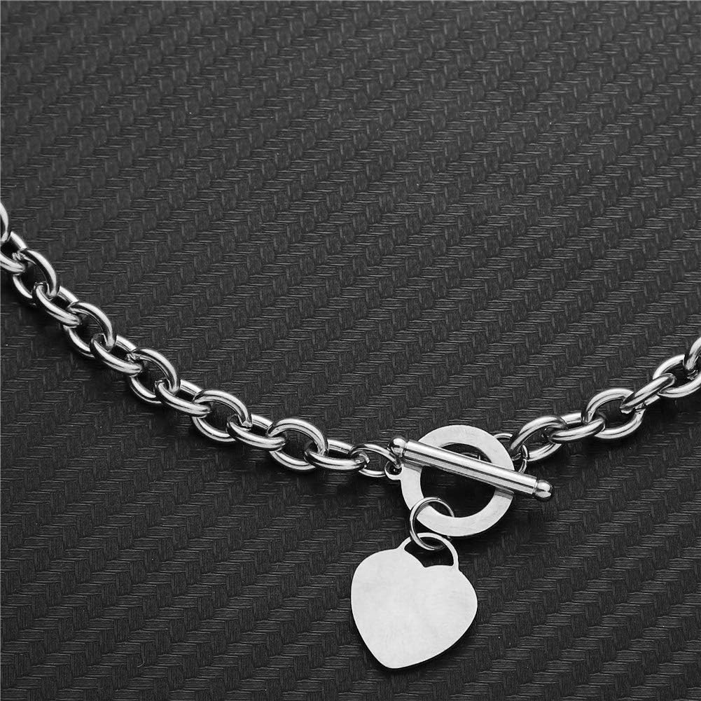 WangGao Elegent Love Stainless Steel Link Chain Blank Heart Charms Necklace for Women Toggle Clasp Closure - Image 9