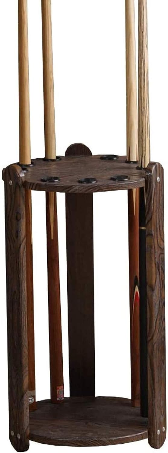 9-Cue Pool Rack Floor Stand – Solid Wood Freestanding Billiard Stick Holder, Vertical Storage for Home & Clubs