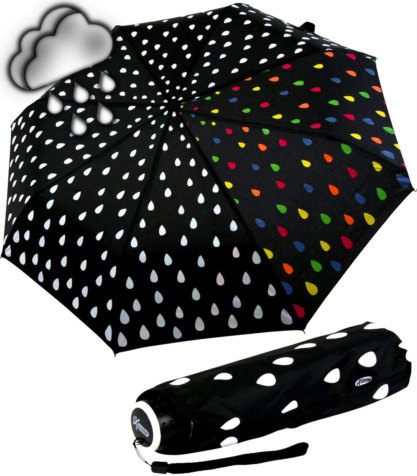 iX-brella Mini Ultra Light - Ombrello tascabile da donna con grande copertura - extra leggero, Taschenschirm Handöffner