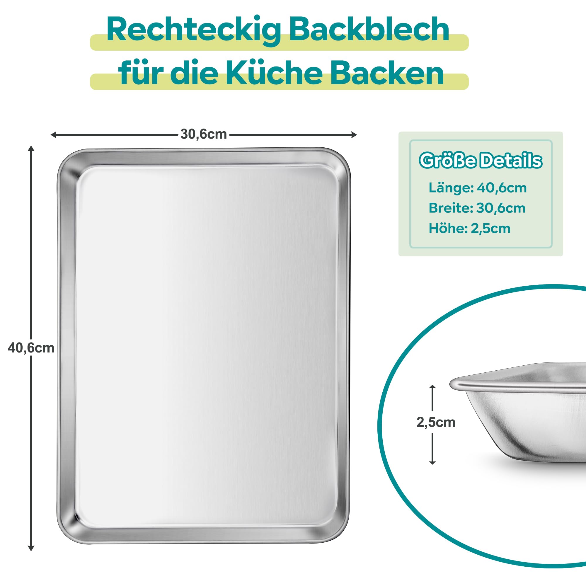 Teglia Da Forno In Acciaio Inox 40x30cm Con Griglia Di Raffreddamento - Homikit - Foto 9