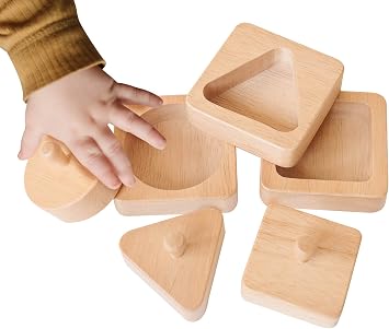 Montessori Shape Puzzle - Baby Puzzles for 1 Year Olds - Babys First Puzzle - Knob Wooden Puzzles for Infant and Toddler - Geometric Shapes - 12 Months Babies First Shapes