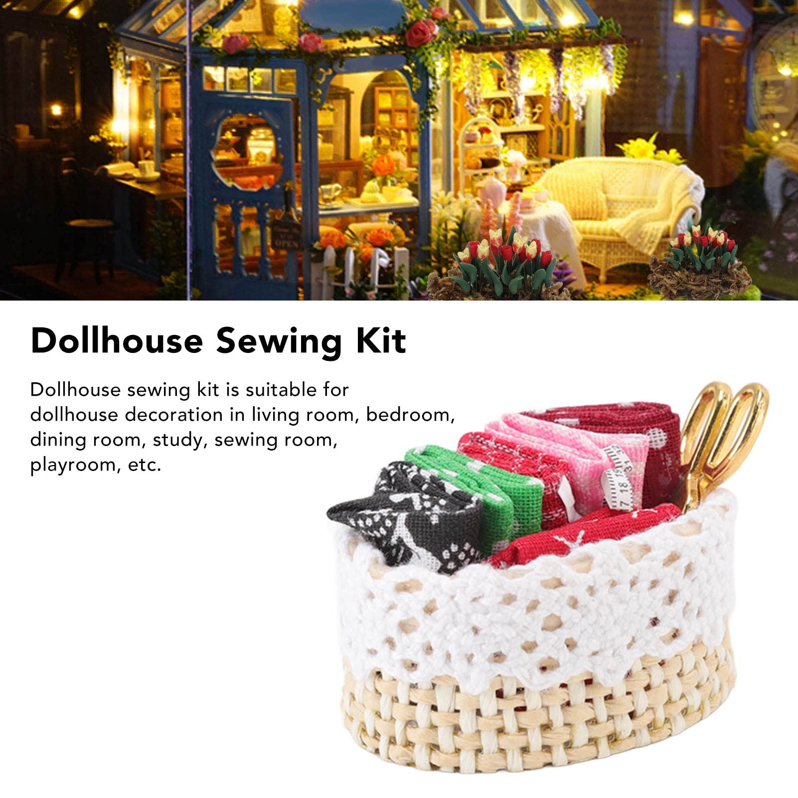 Dollhouse Miniature Sewing Kit - 1:12 Scale Simulation Sewing Basket For Dollhouse Decoration Accessories - View #11