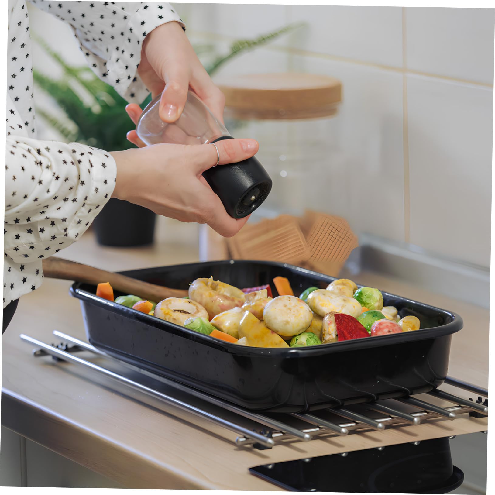 2 Stück Edelstahl Backblech Robustes Antihaftbeschichtetes Backblech für Ofen und Toaster Vielseitig Einsetzbar für Backen Grillen Leichte Reinigung Stapelbar Langlebiges